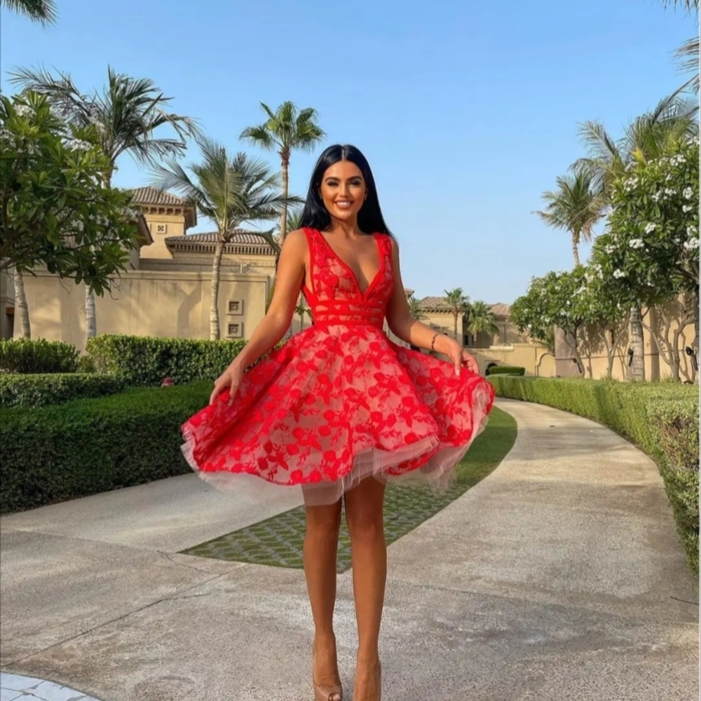 Nadine Merabi Red Lola Lace Mini Dress Size XS/2